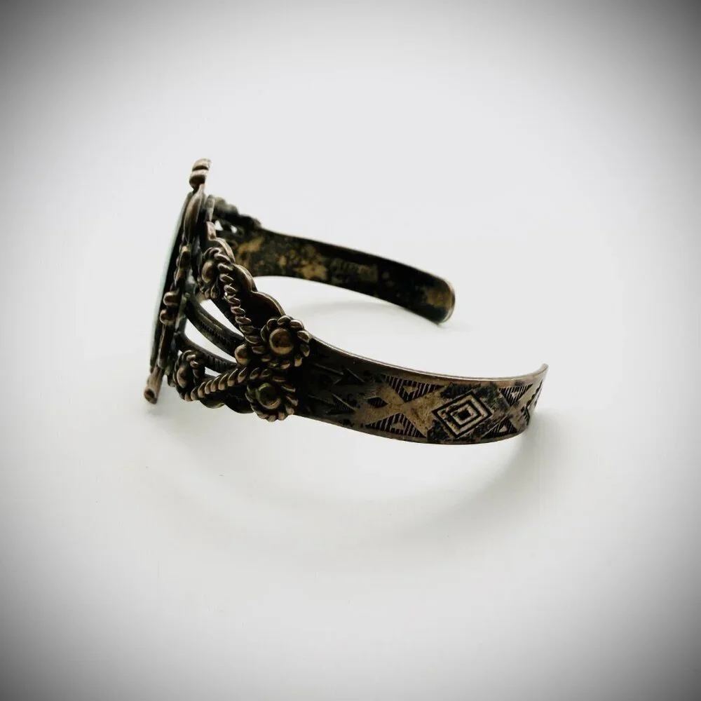Vintage Sterling Turquoise-Style Cuff Bracelet - 23g